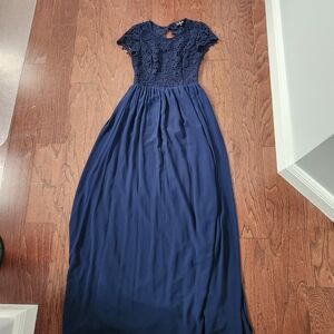 Lulu's Deep Blue Lace Maxi Dress